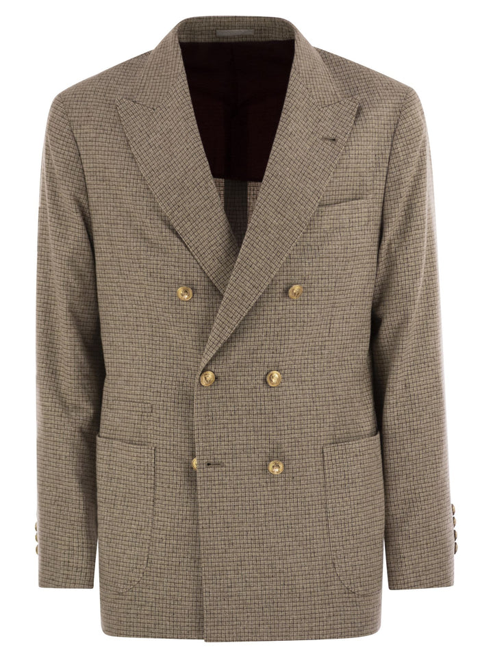 Brunello Cucinelli Men One-And-A-Half Breasted Deconstructed Jacket In Checked Flannel