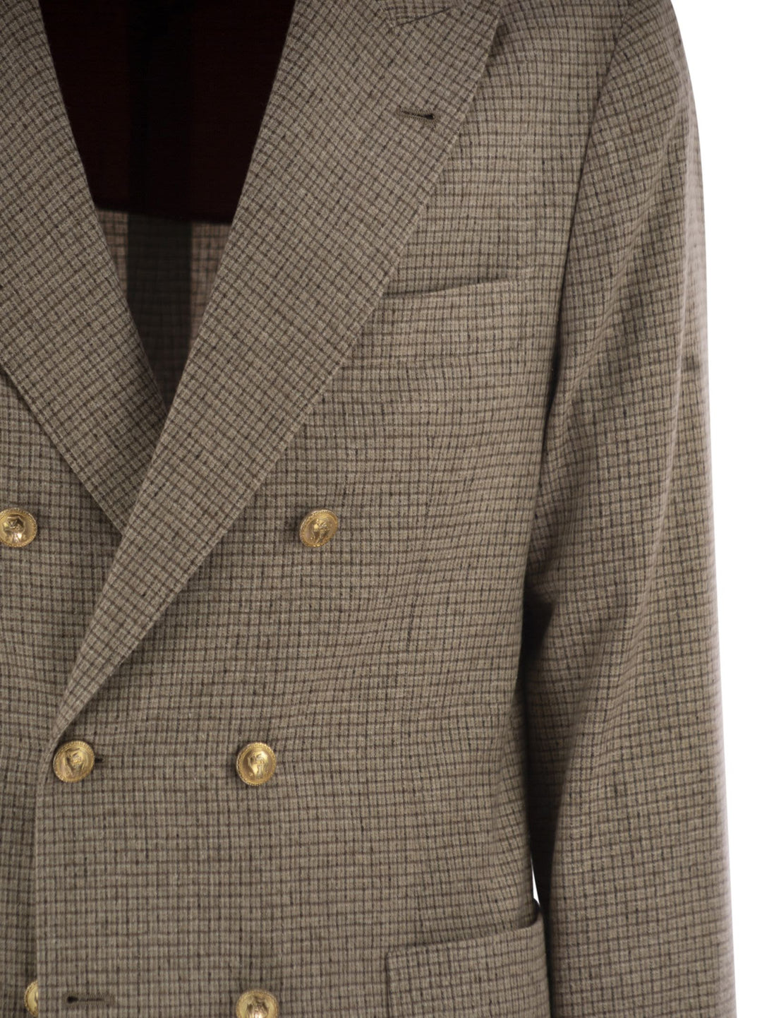 Brunello Cucinelli Men One-And-A-Half Breasted Deconstructed Jacket In Checked Flannel