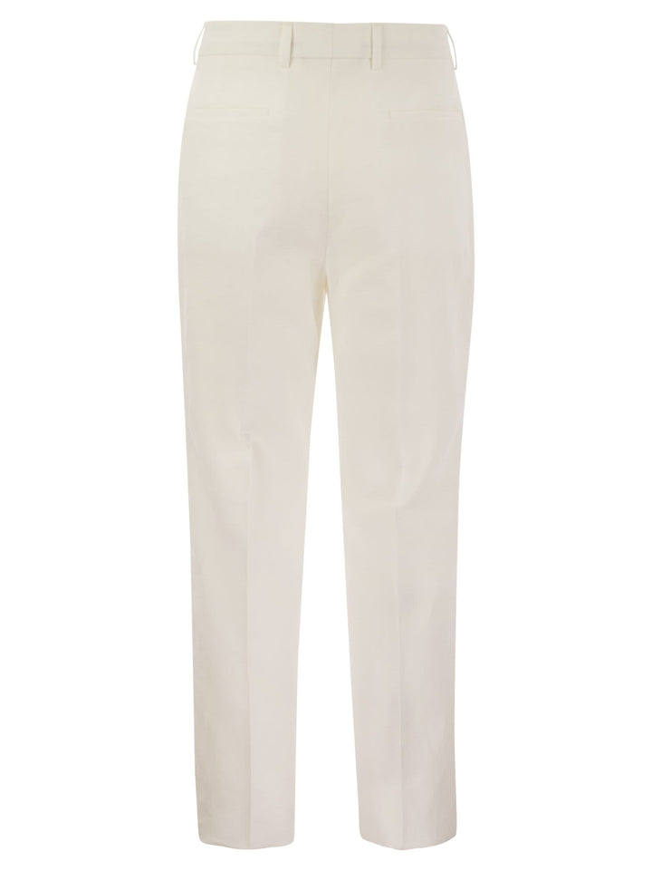 Brunello Cucinelli Men Leisure Fit Linen Trousers With Darts