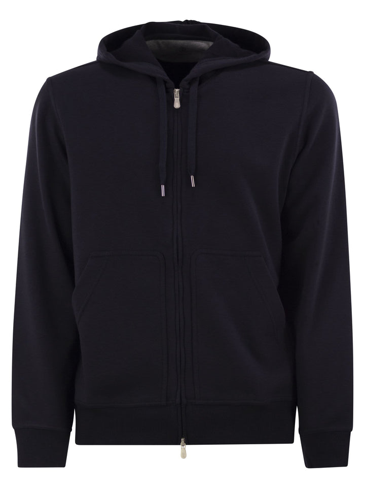 Brunello Cucinelli Men Cotton Fleece Topwear With Zip And Hood