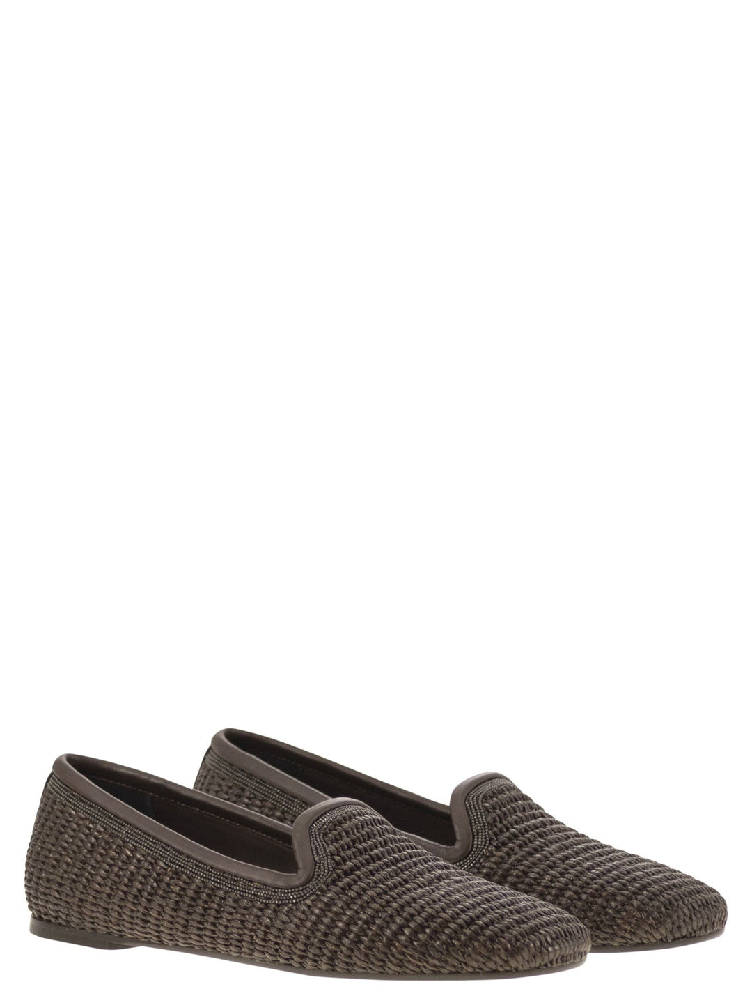 Brunello Cucinelli Women Techno Raffia Slipper With Precious Trim