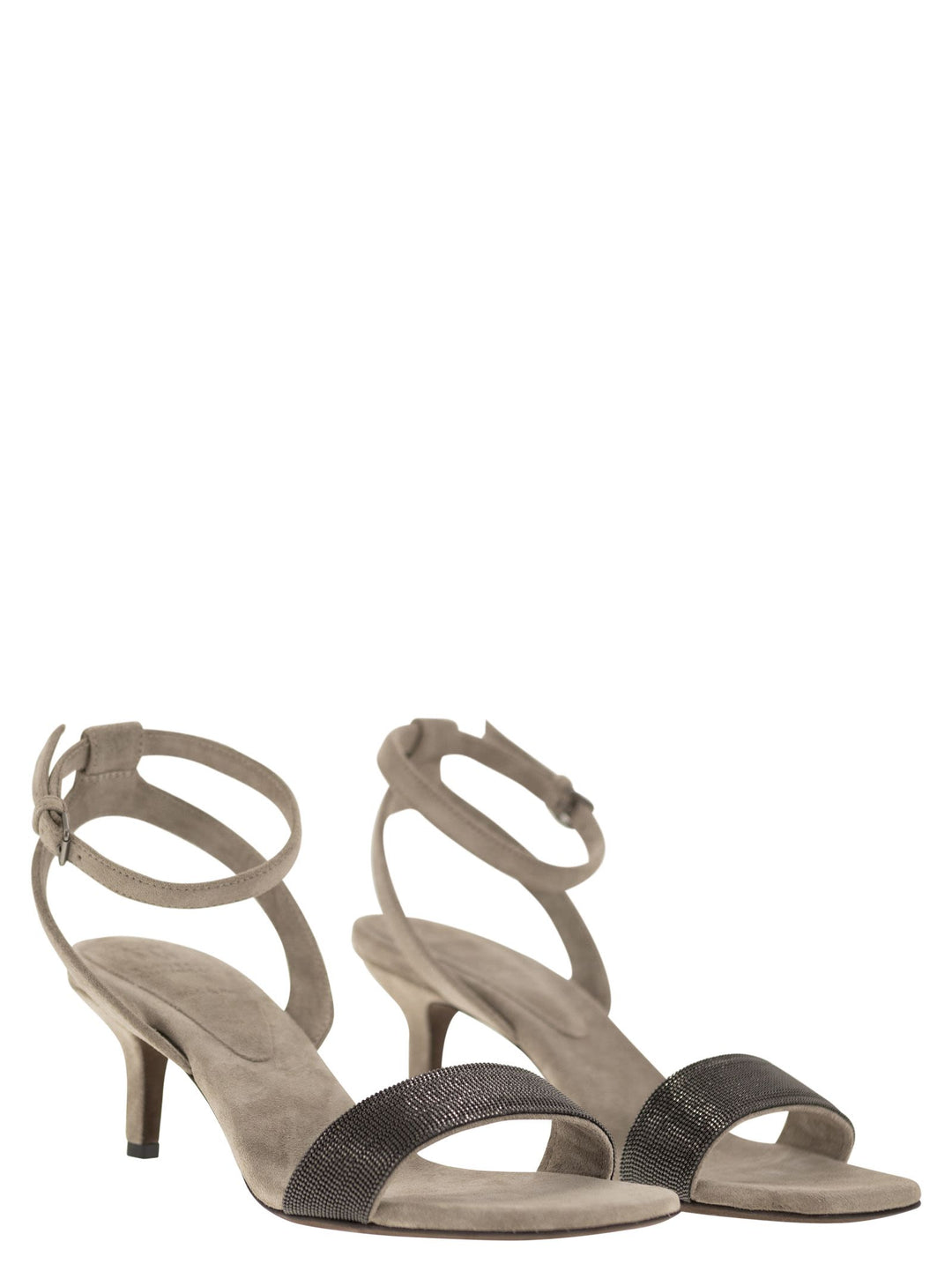 Brunello Cucinelli Women Suede Sandals With Precious Insert