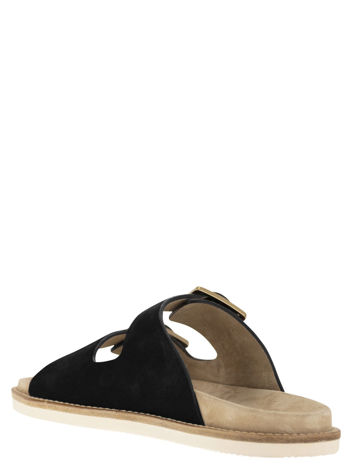 Brunello Cucinelli Urban Slides In Washed Suede
