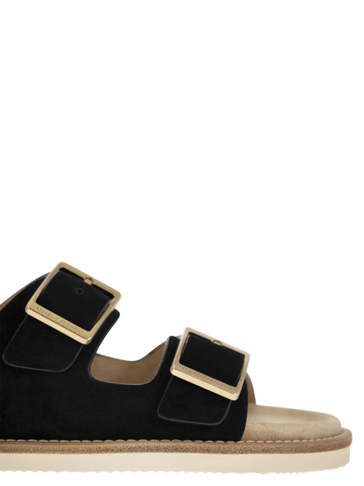 Brunello Cucinelli Urban Slides In Washed Suede