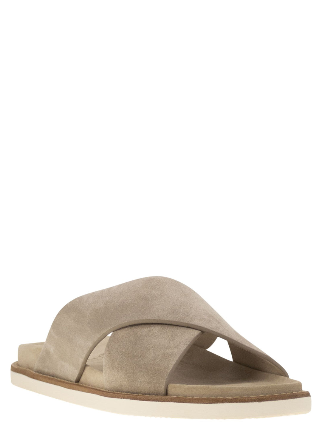 Brunello Cucinelli Washed Suede Slides