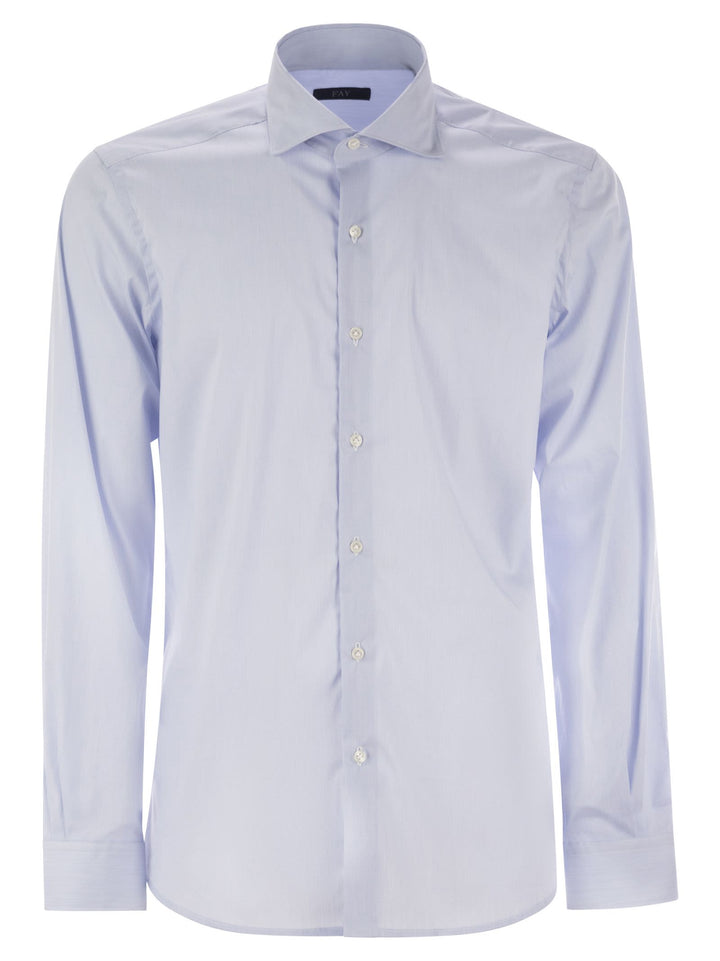 Fay Men Stretch Poplin Shirt With French Collar