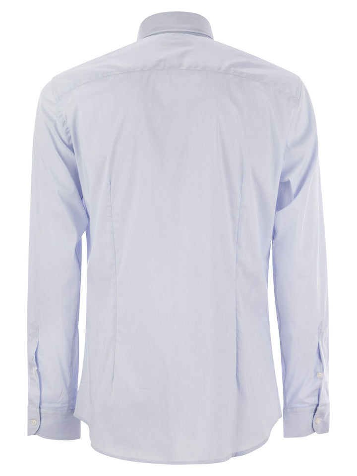 Fay Men Stretch Poplin Shirt With French Collar