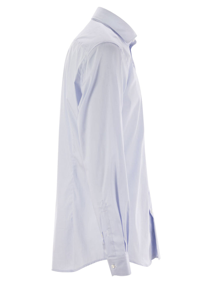 Fay Men Stretch Poplin Shirt With French Collar