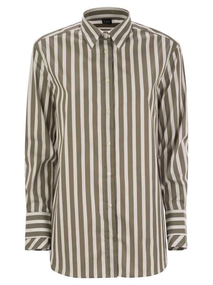 Fay Women Regular Striped Stretch Cotton Shirt