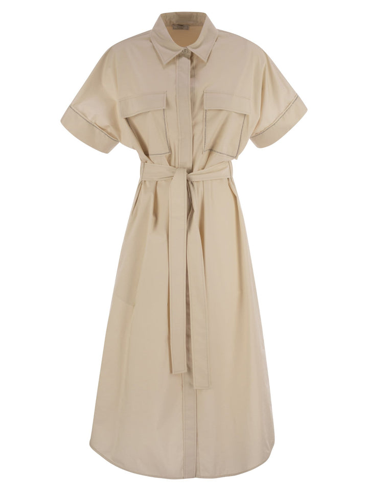 Peserico Women Light Stretch Cotton Satin Chemisier Dress