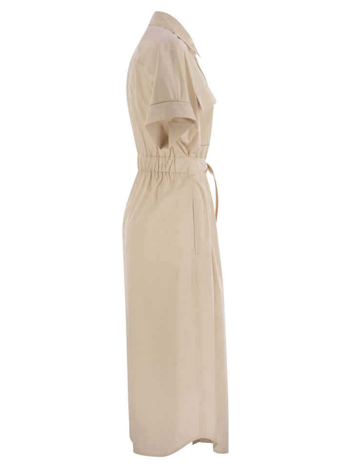 Peserico Women Light Stretch Cotton Satin Chemisier Dress