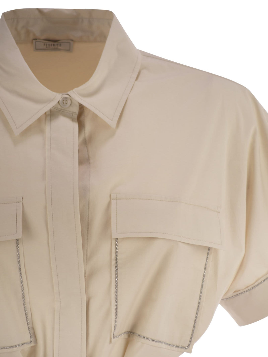 Peserico Women Light Stretch Cotton Satin Chemisier Dress