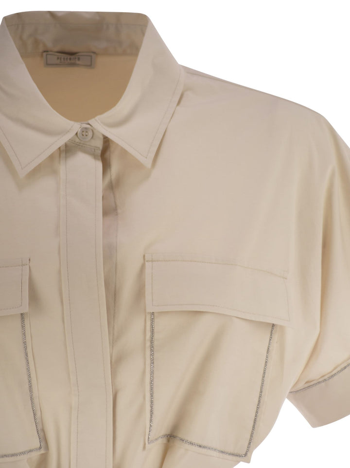 Peserico Women Light Stretch Cotton Satin Chemisier Dress