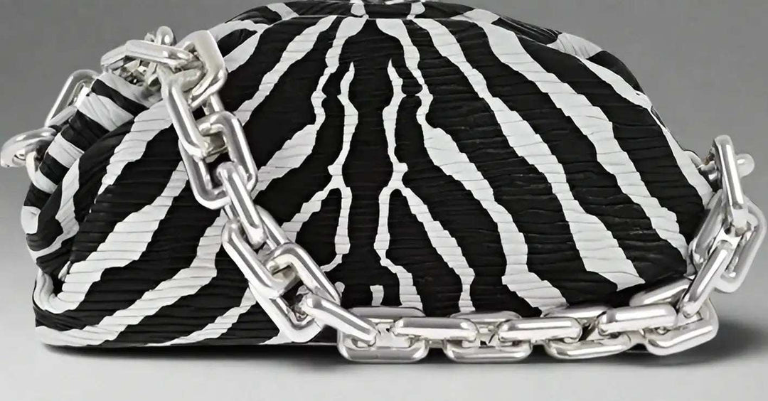 Bottega Veneta Leather THE CHAIN ZEBRA Bag with Magnetic Closure