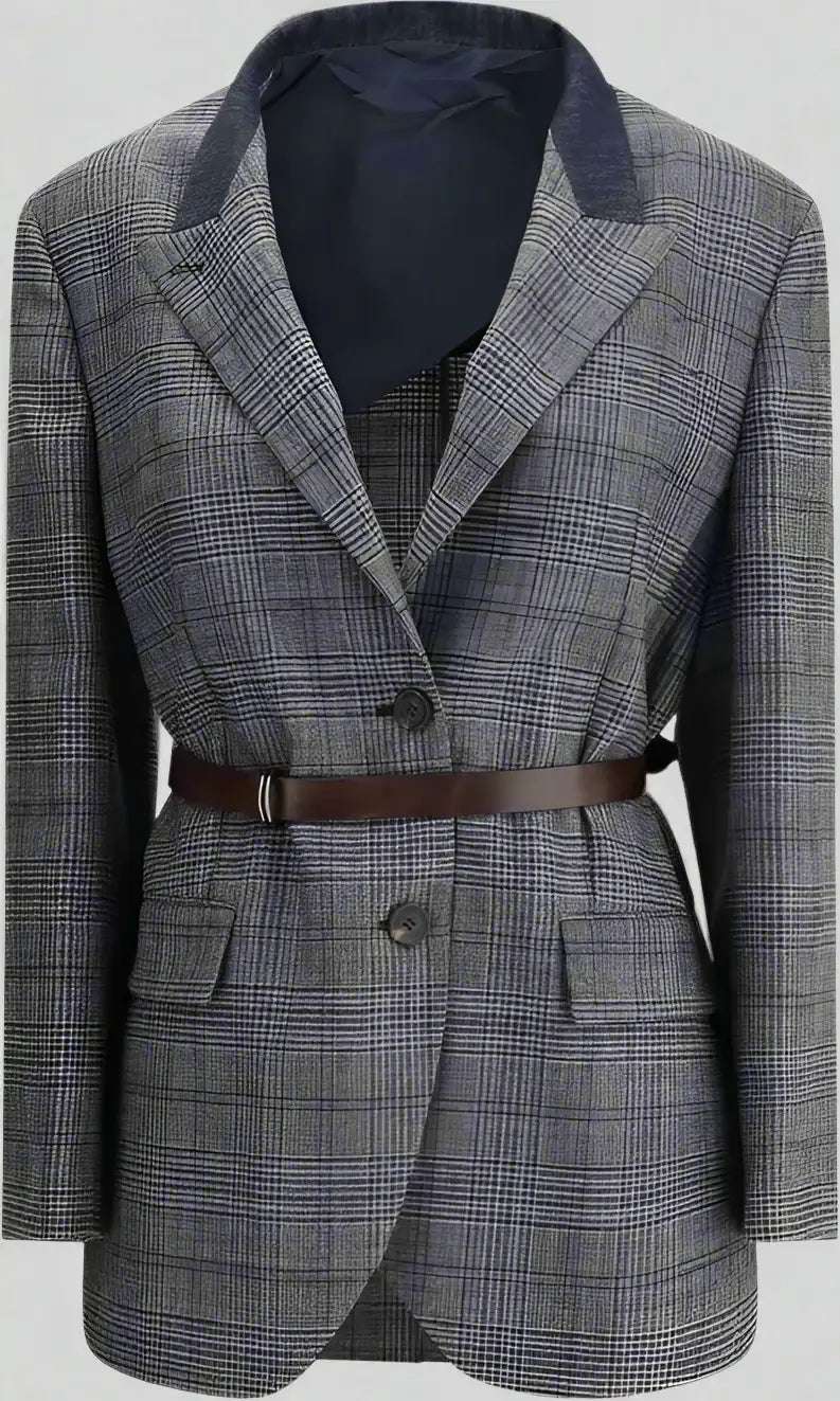 Brunello Cucinelli women's Prince of Wales pattern Blazer