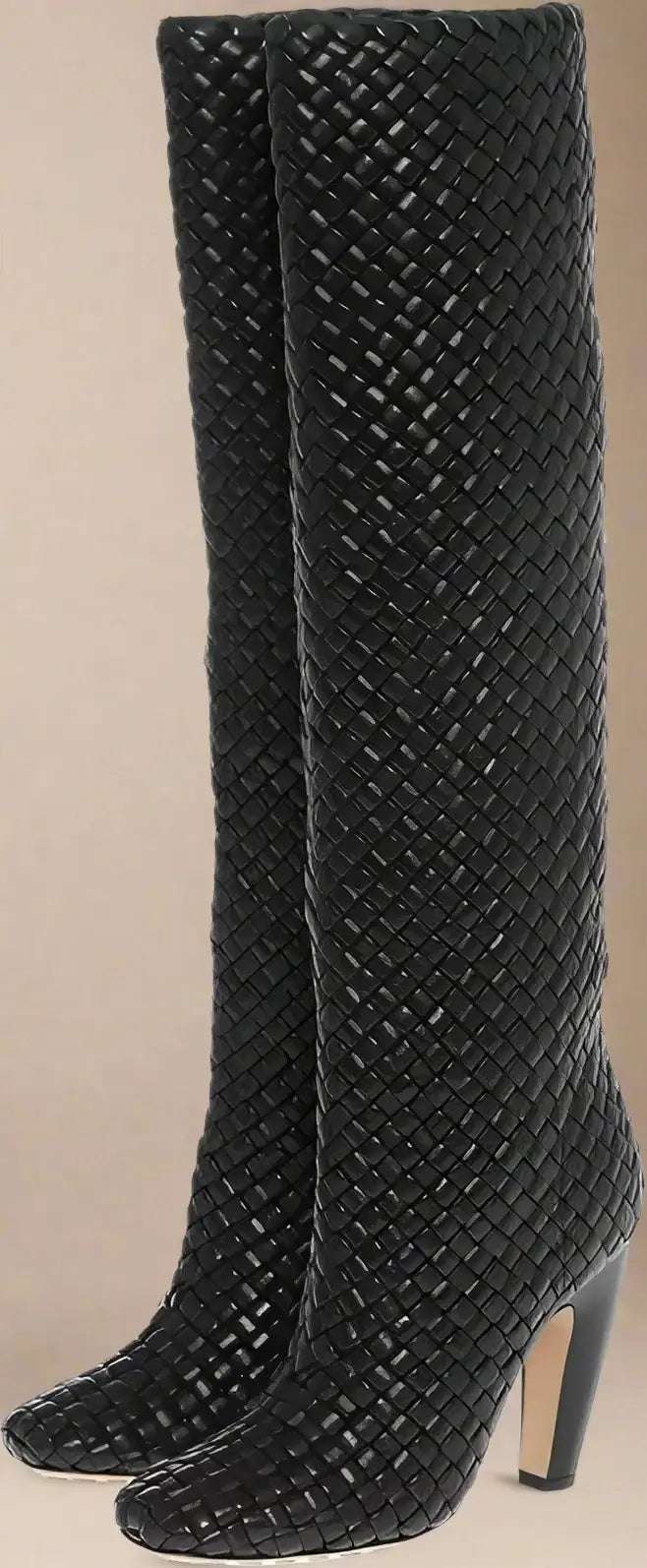 Bottega Veneta Woven Leather CANALAZZO Under the Knee Boots 10cm