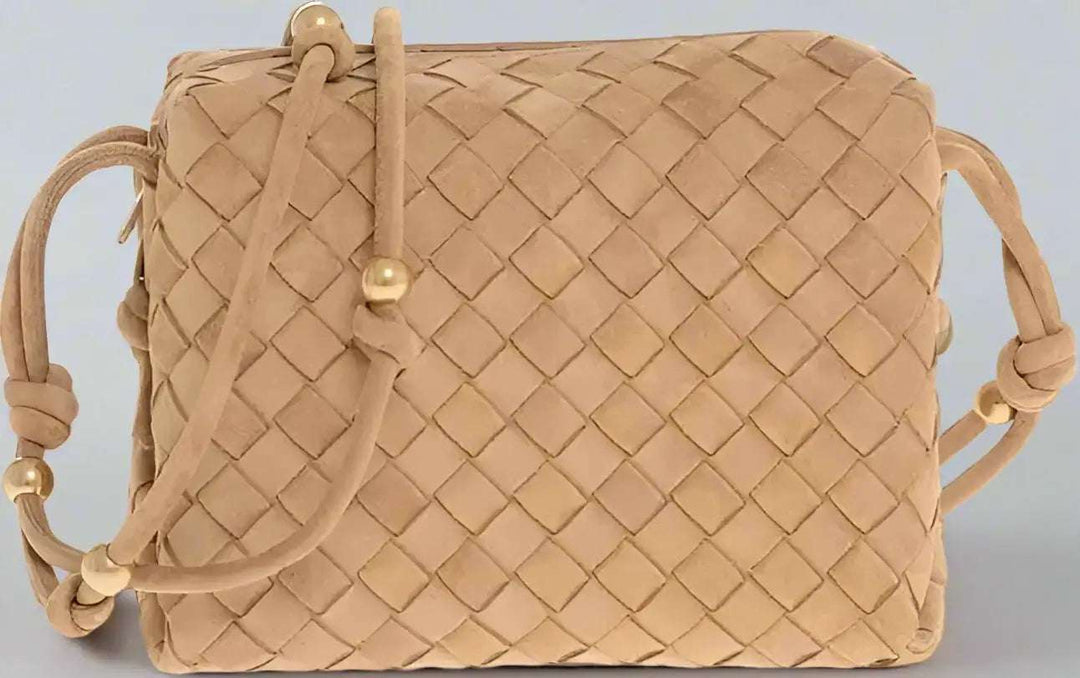 Bottega Veneta brown Woven Suede Crossbody Bag