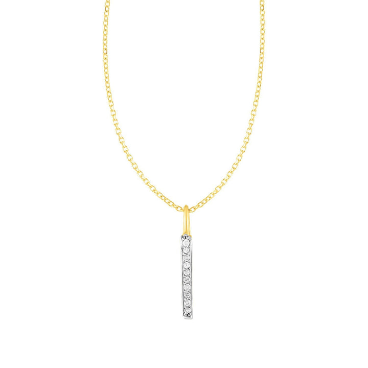 14k Yellow Gold Bar Pendant with Diamonds