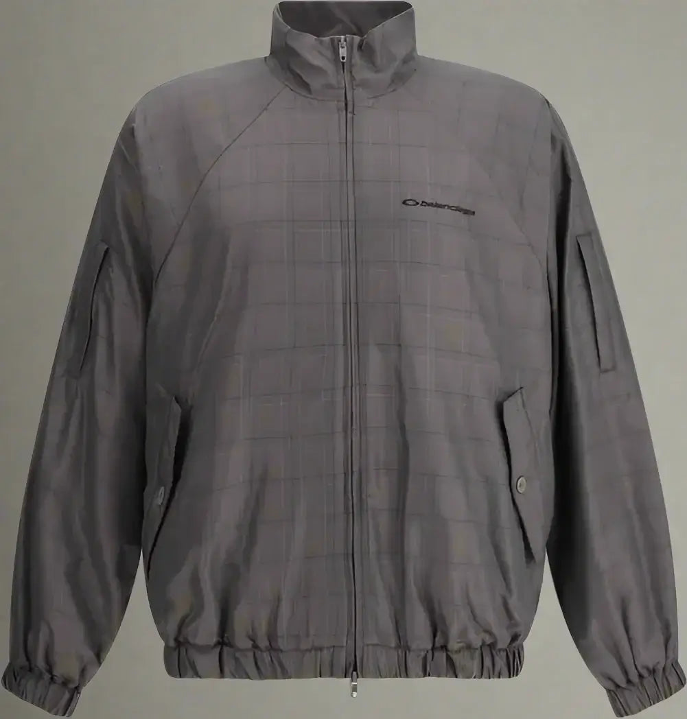Gray checkered jacket with Columbia logo on a white background