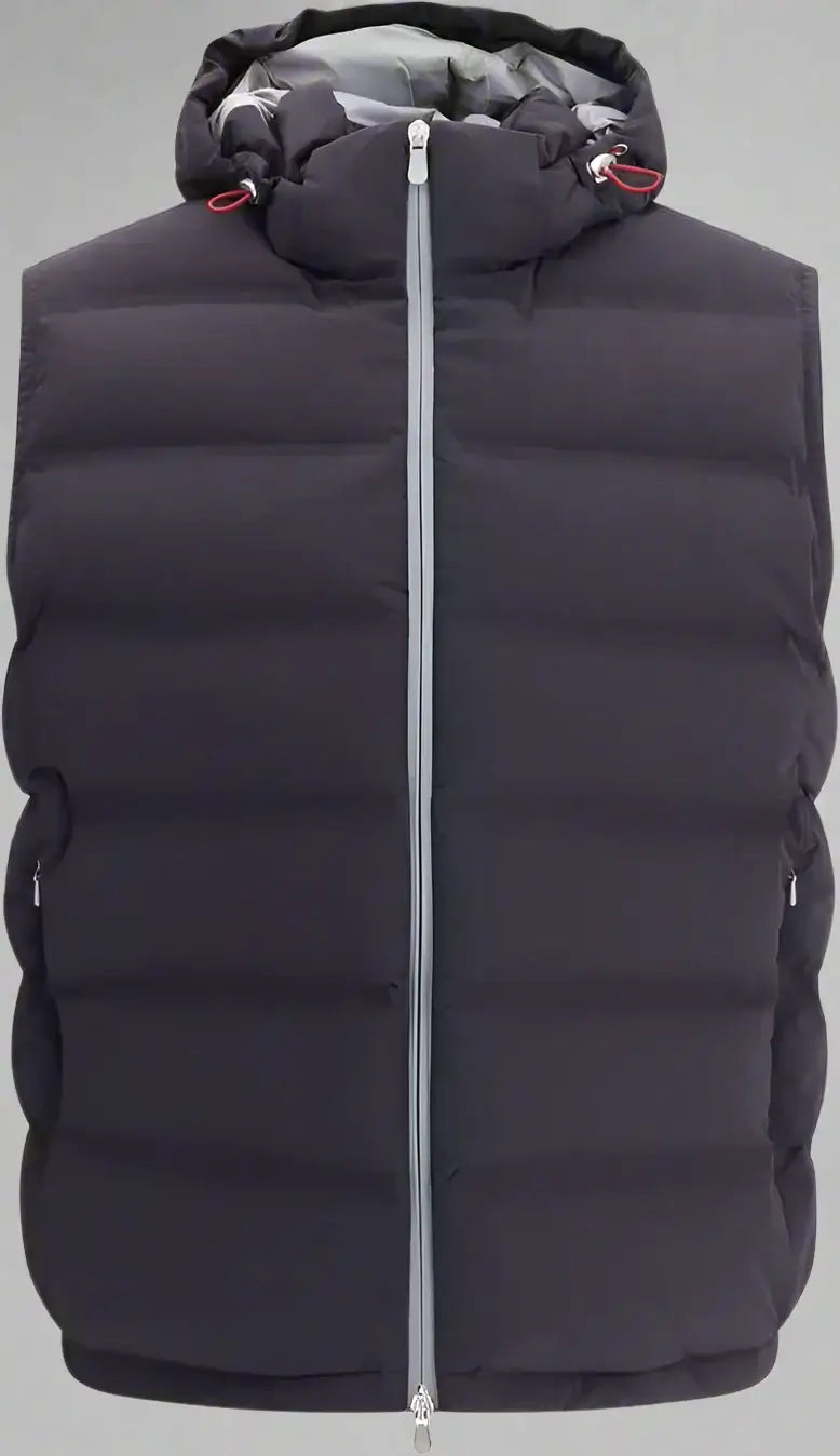 Brunello Cucinelli men's navy-grey hooded puffer Down Vest