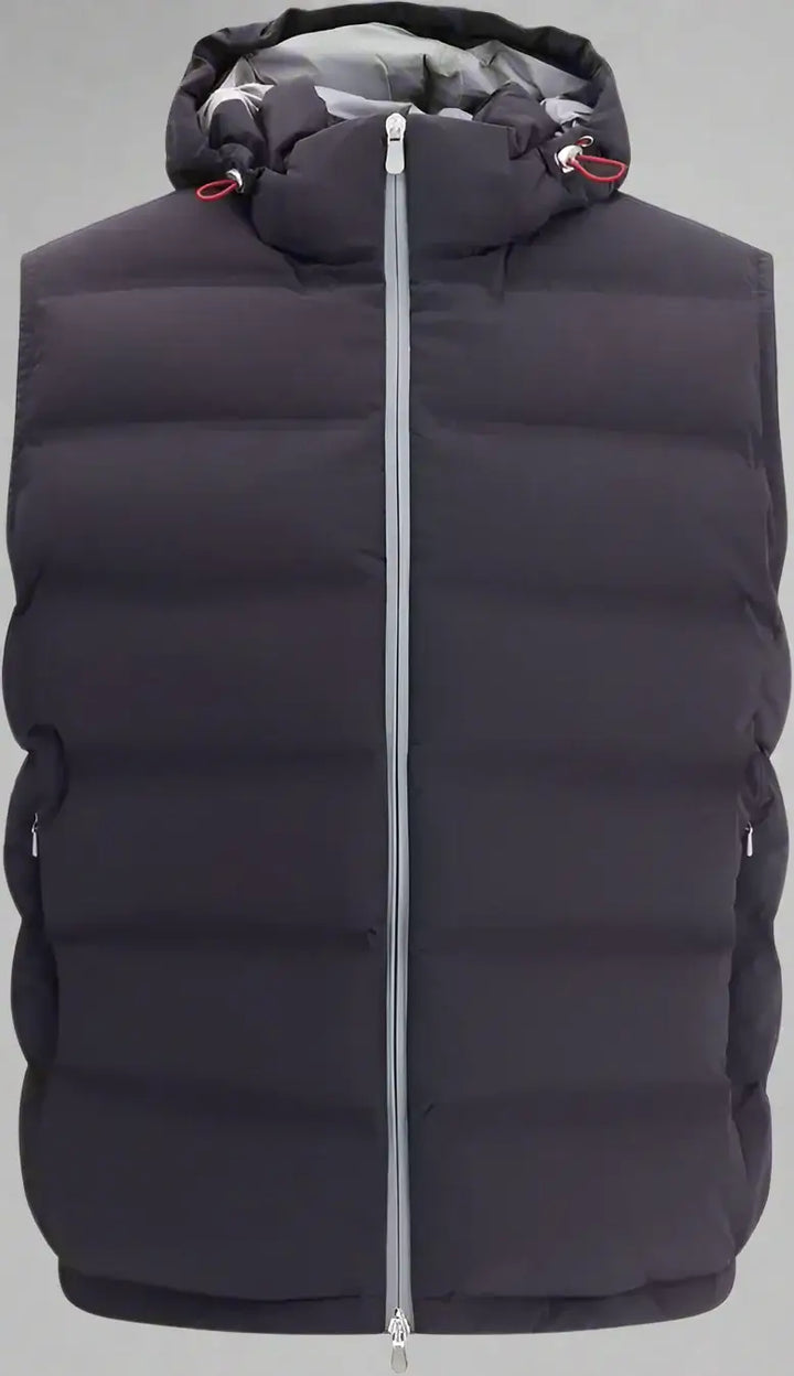 Brunello Cucinelli men's navy-grey hooded puffer Down Vest