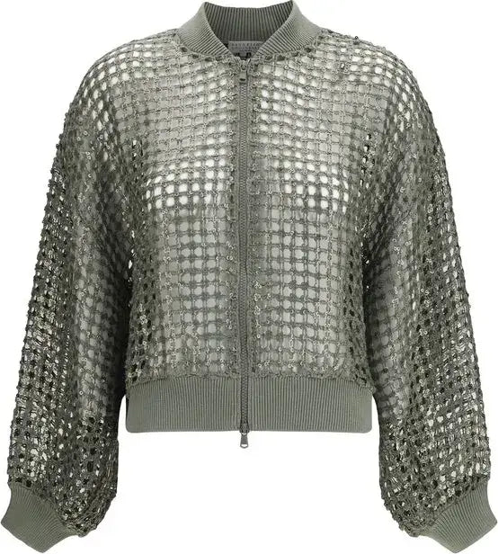 Bicolor silk bomber jacket