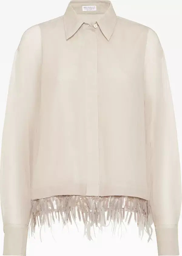 Brunello Cucinelli women's Beige Silk Shirt