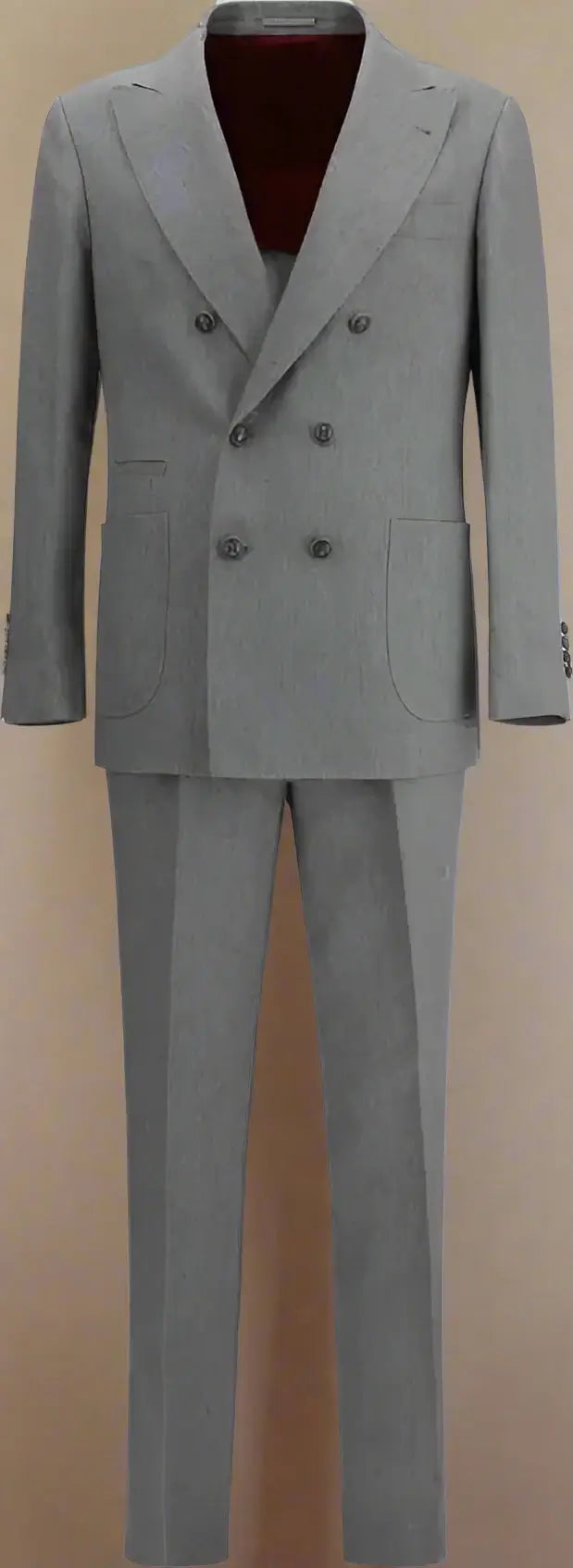 Brunello Cucinelli grey button up monochrome Linen Suit