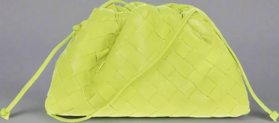 BOTTEGA VENETA lime green Woven Leather MINI POUCH Bag