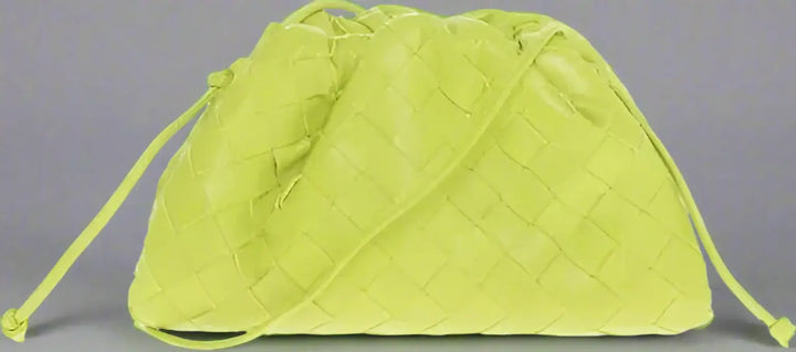 BOTTEGA VENETA lime green Woven Leather MINI POUCH Bag