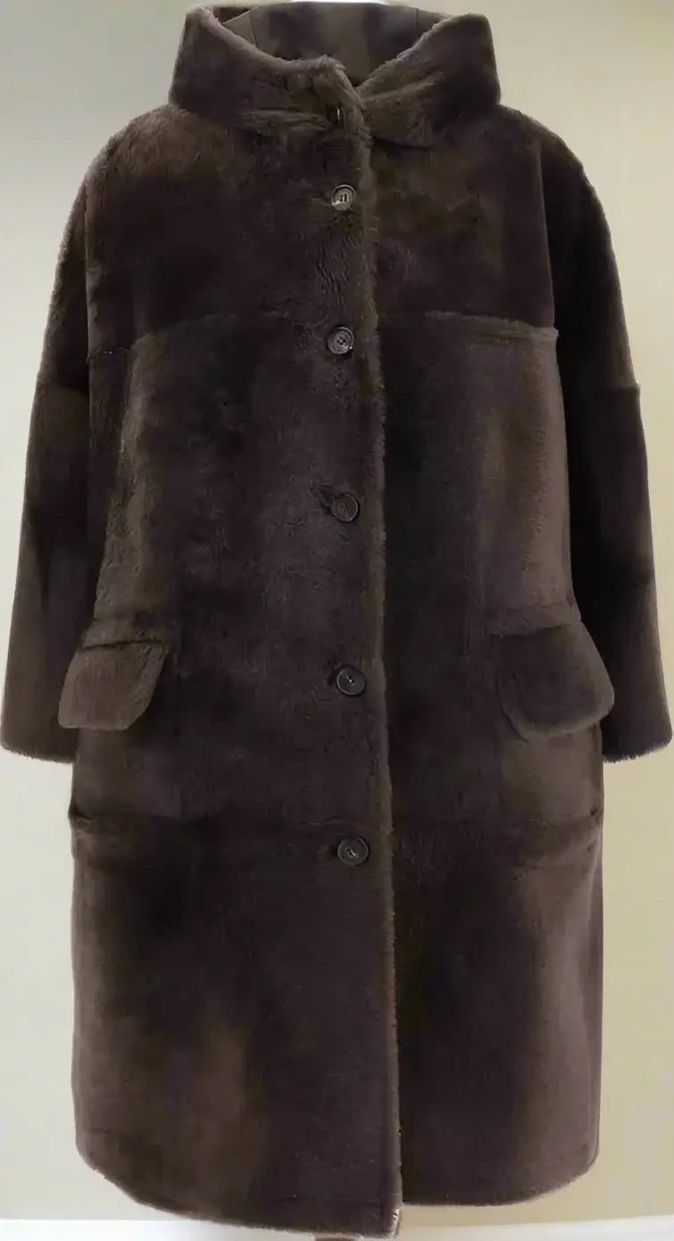 Brown fur coat on a white background