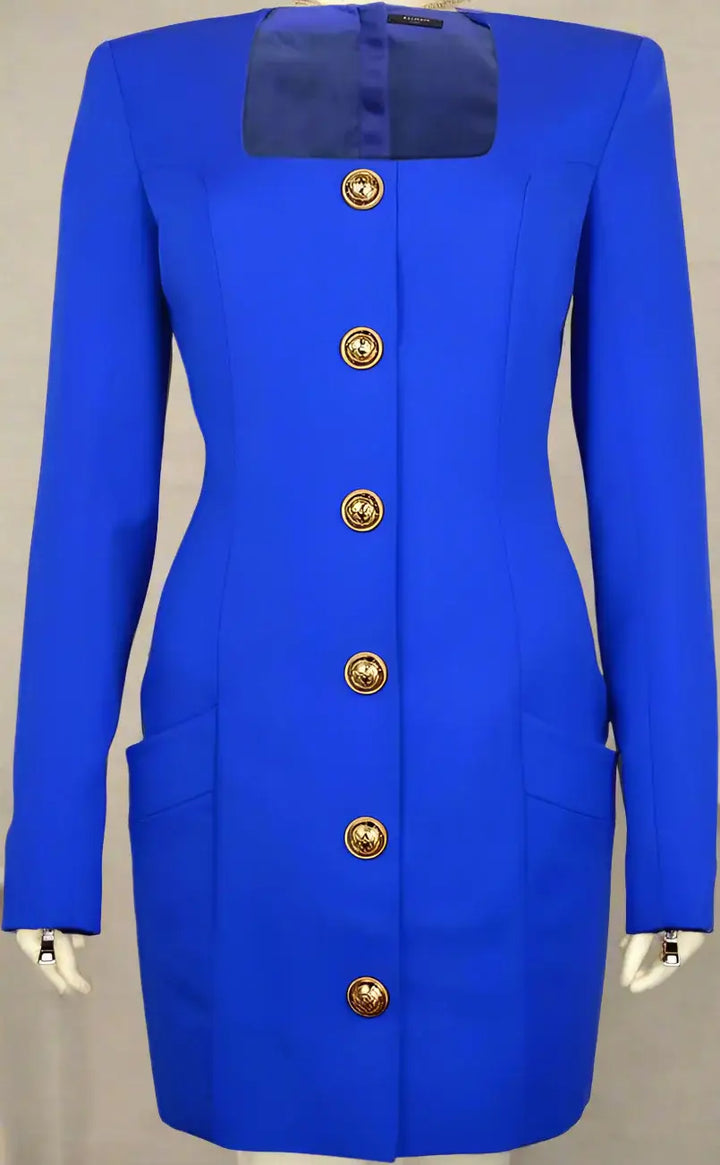 BALMAIN royal Blue Wool Dress