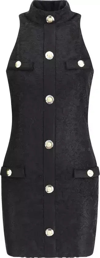 BALMAIN black button up Baroque short Dress