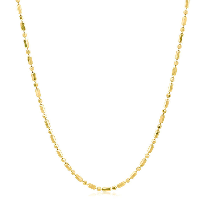 14k Yellow Gold Diamond-Cut Alternating Bead Chain 1.5mm