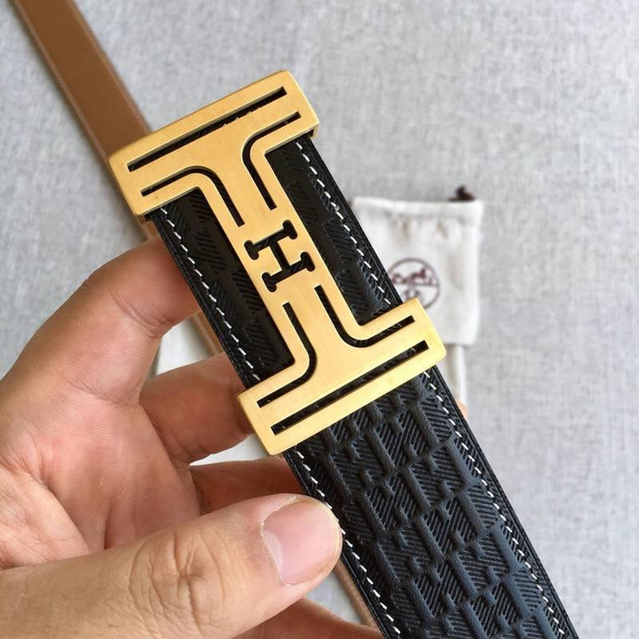 Hermes Men Gold Buckle Belt &