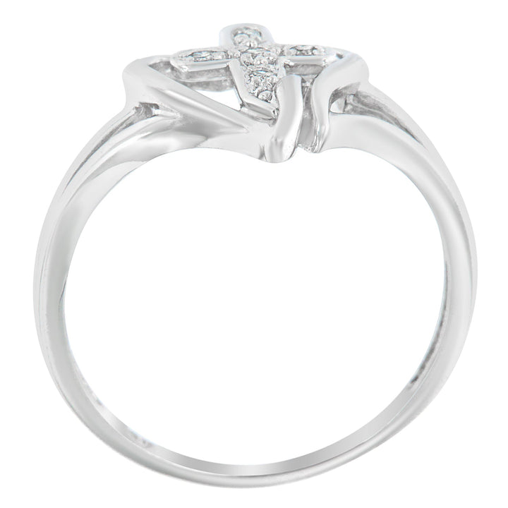 10K White Gold Diamond-Accented Cross & Open Heart Promise Fashion Ring (H-I Color, I1-I2 Clarity) - Size 7