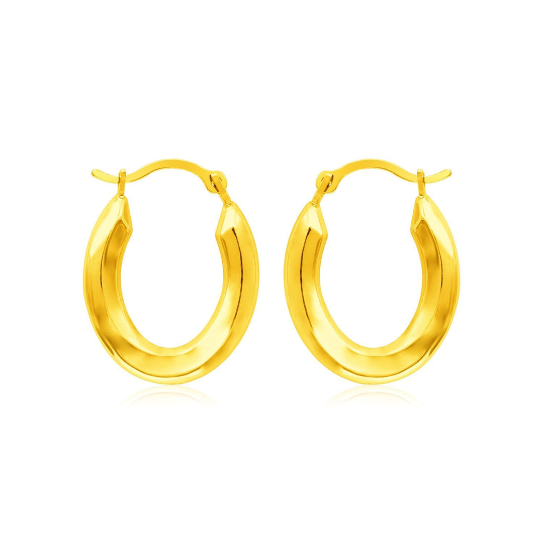 14k Yellow Gold Polished Oval Hoop Earrings
