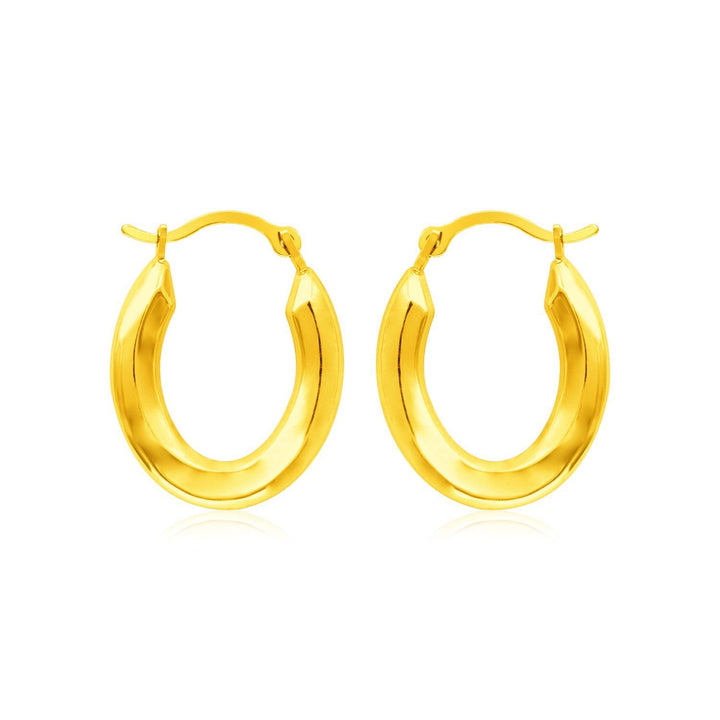 14k Yellow Gold Polished Oval Hoop Earrings