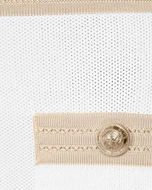 BALMAIN White Viscose Women Dress with gold buttons