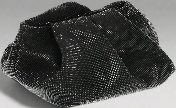 BURBERRY black Leather ROSE Clutch with All-Over Rhinestones