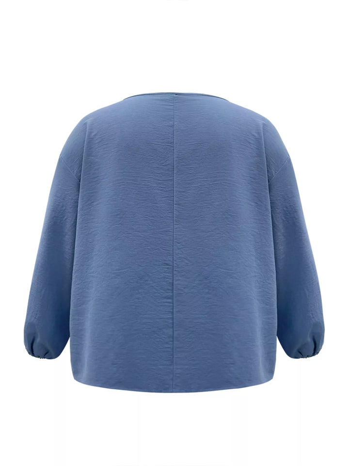 Plus Size V-Neck Long Sleeve Blouse
