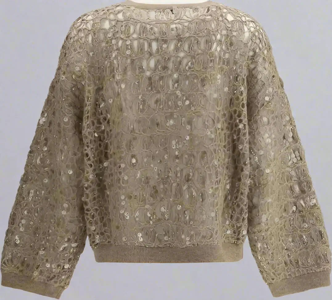 Brunello Cucinelli women's brown Sequined Sweater