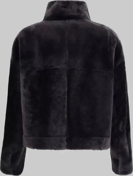 Black fleece jacket on a white background