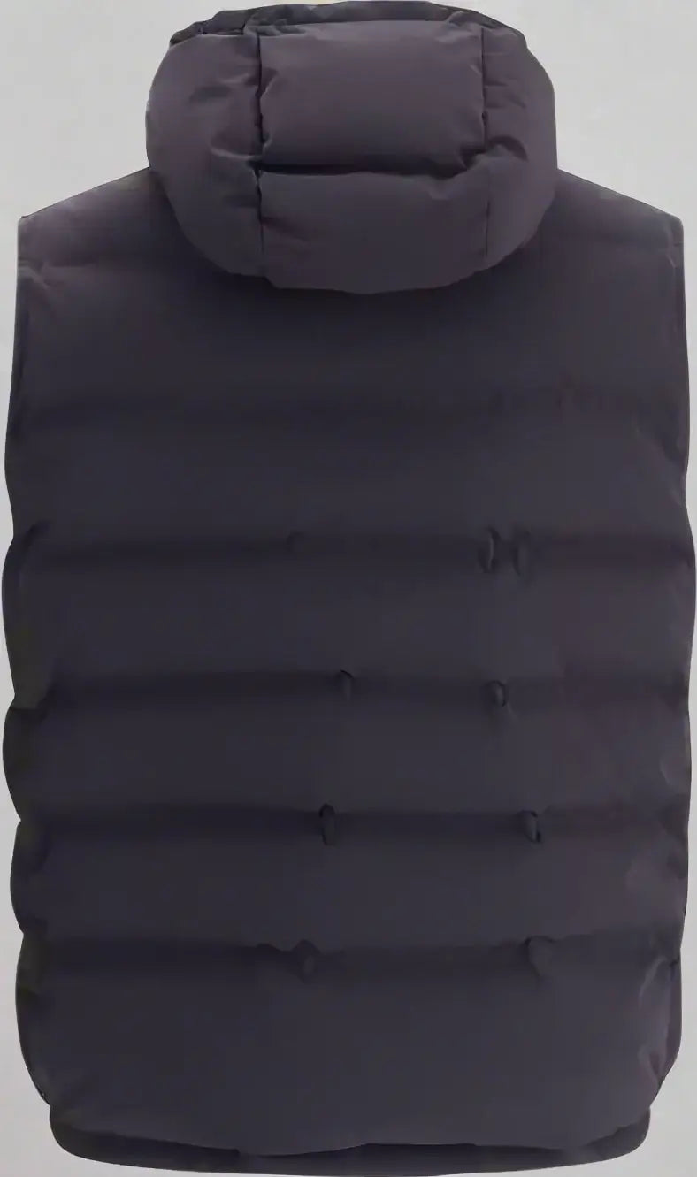 Brunello Cucinelli men's navy-grey hooded puffer Down Vest