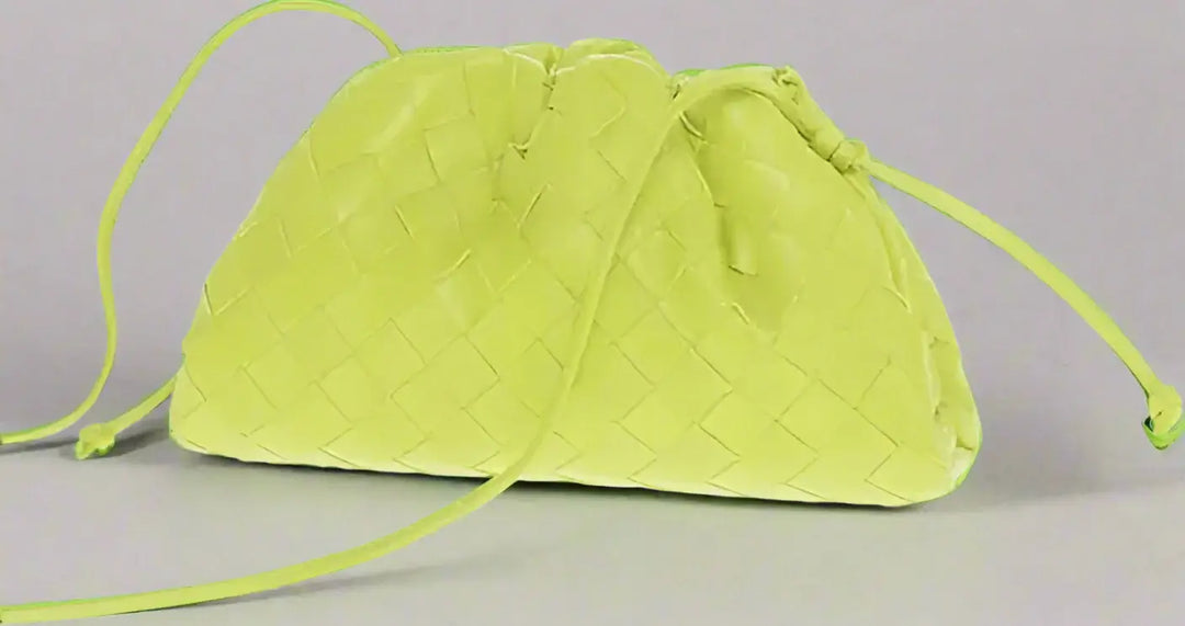 BOTTEGA VENETA lime green Woven Leather MINI POUCH Bag