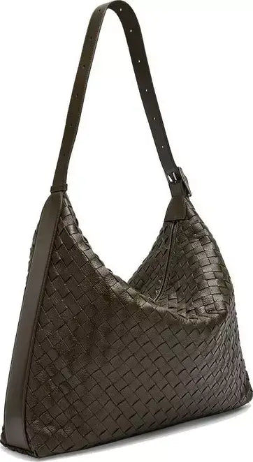 BOTTEGA VENETA chocolate unisex Traveller Medium Intrecciato Leather Hobo Bag
