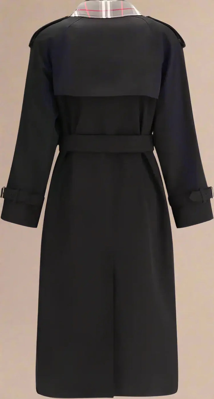 BURBERRY women's black Castleford long Trench Coat with Check collar