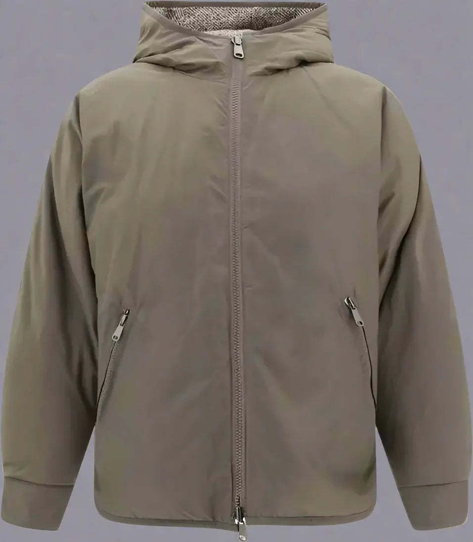 Brown jacket with a hood on a white background