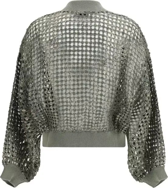 Silver sequin jacket on a white background