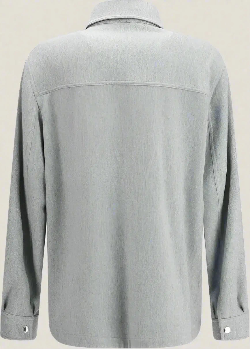 Gray shirt with a collar on a white background